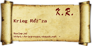 Krieg Róza névjegykártya